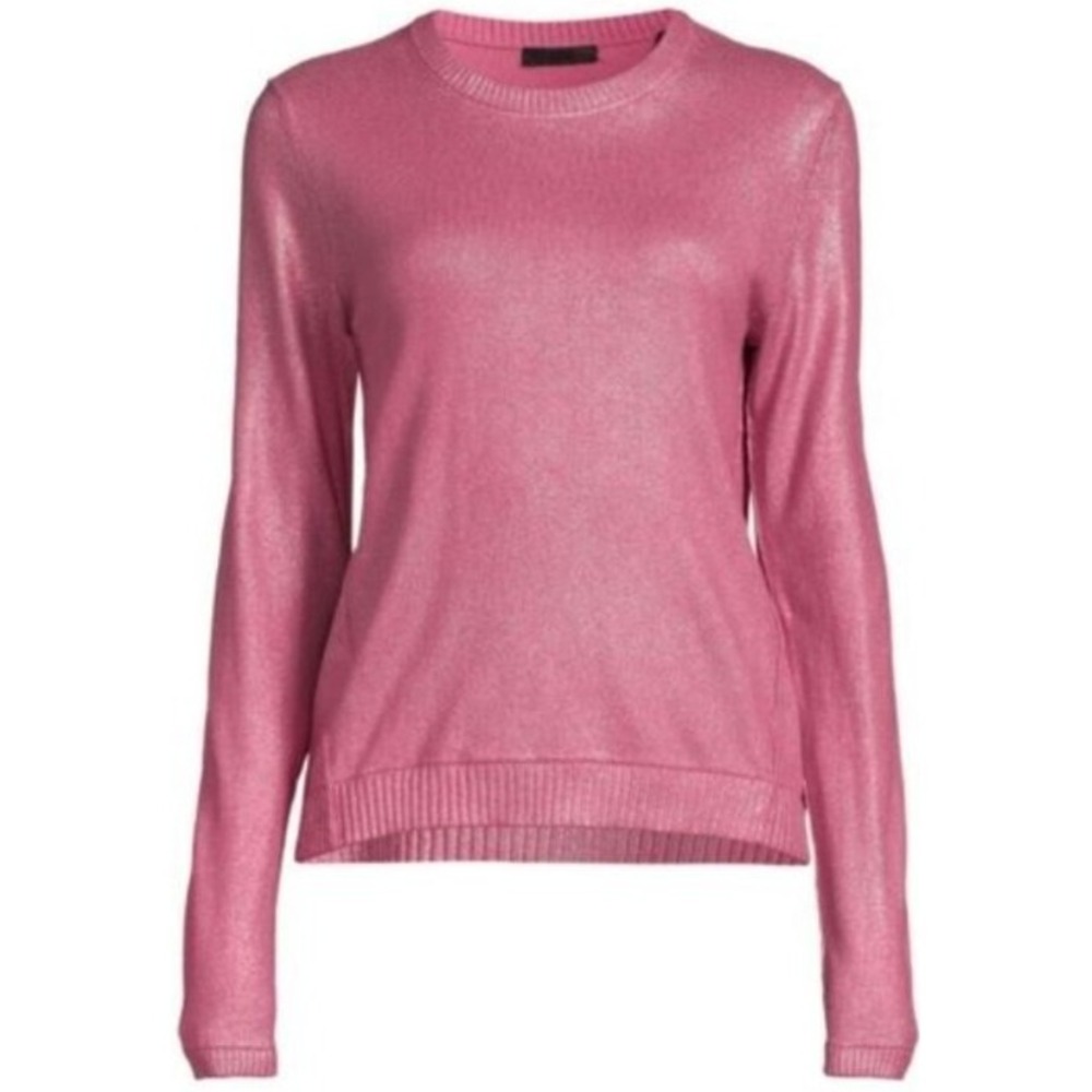 ATM Pink Metallic‎ Knit Crewneck Sweater Size S Cotton Cashmere Feminine Girly